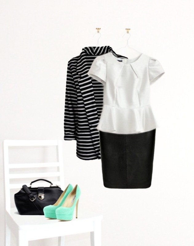 PETITES - XS. or S. Stripe Peplum Top with Pleated Cap Sleeve