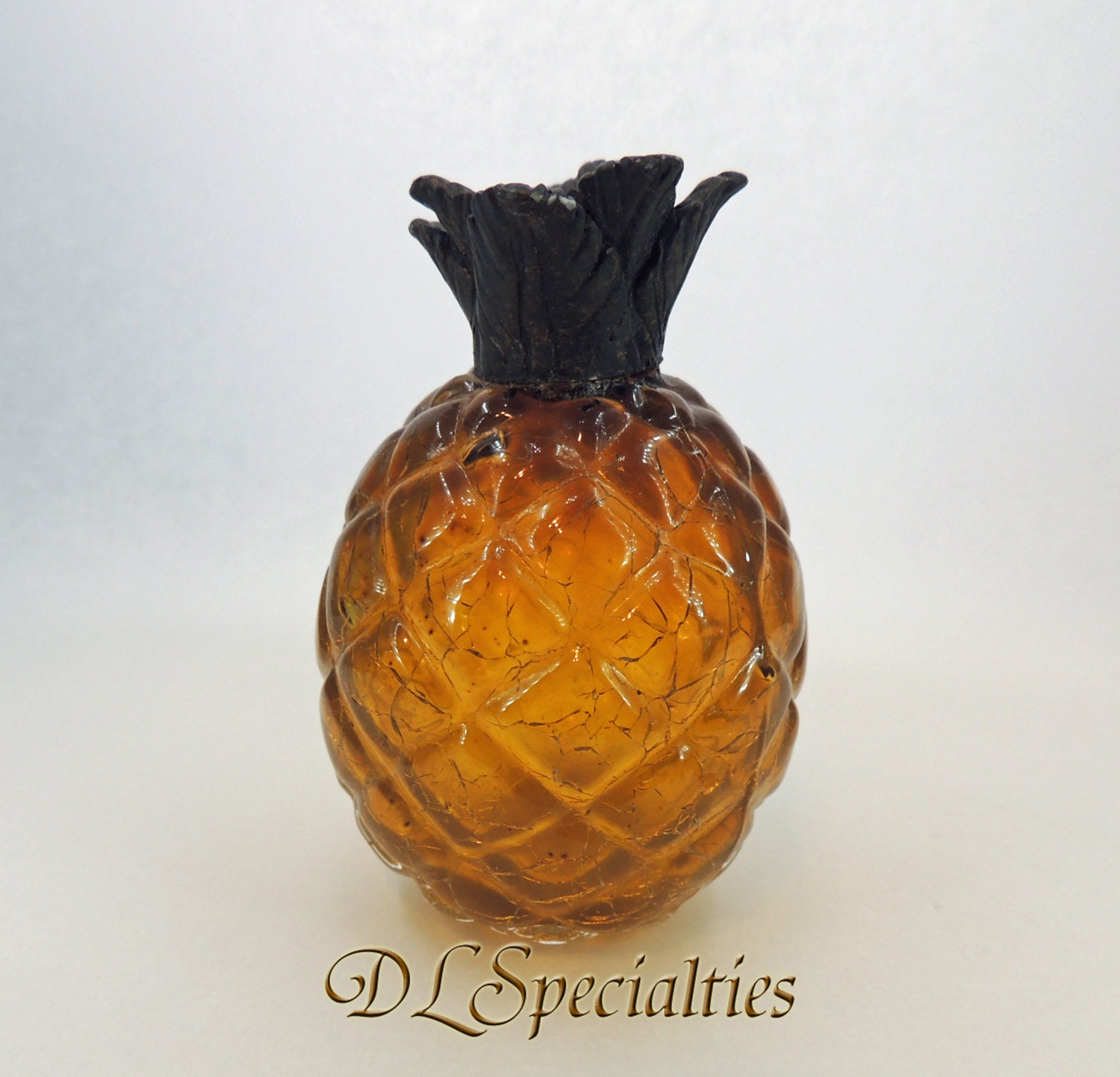 Vintage Crackle Glass and Metal Pineapple