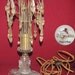 Vintage Hobnail Glass Lamp with Dangling Prisms