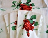 Wilendur Vintage Rose Tablecloths with 4 Napkins