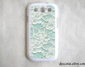 SAMSUNG GALAXY S3 CASE mint Lace Pattern Jasmin flower iPhone 5 case  iPhone 4 case iPhone 4S case iPhone case Hard Plastic Case Rubber Case