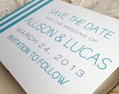 Save The Date Announcement: MODERN STRIPED CUSTOM Colors, Includes Envelopes