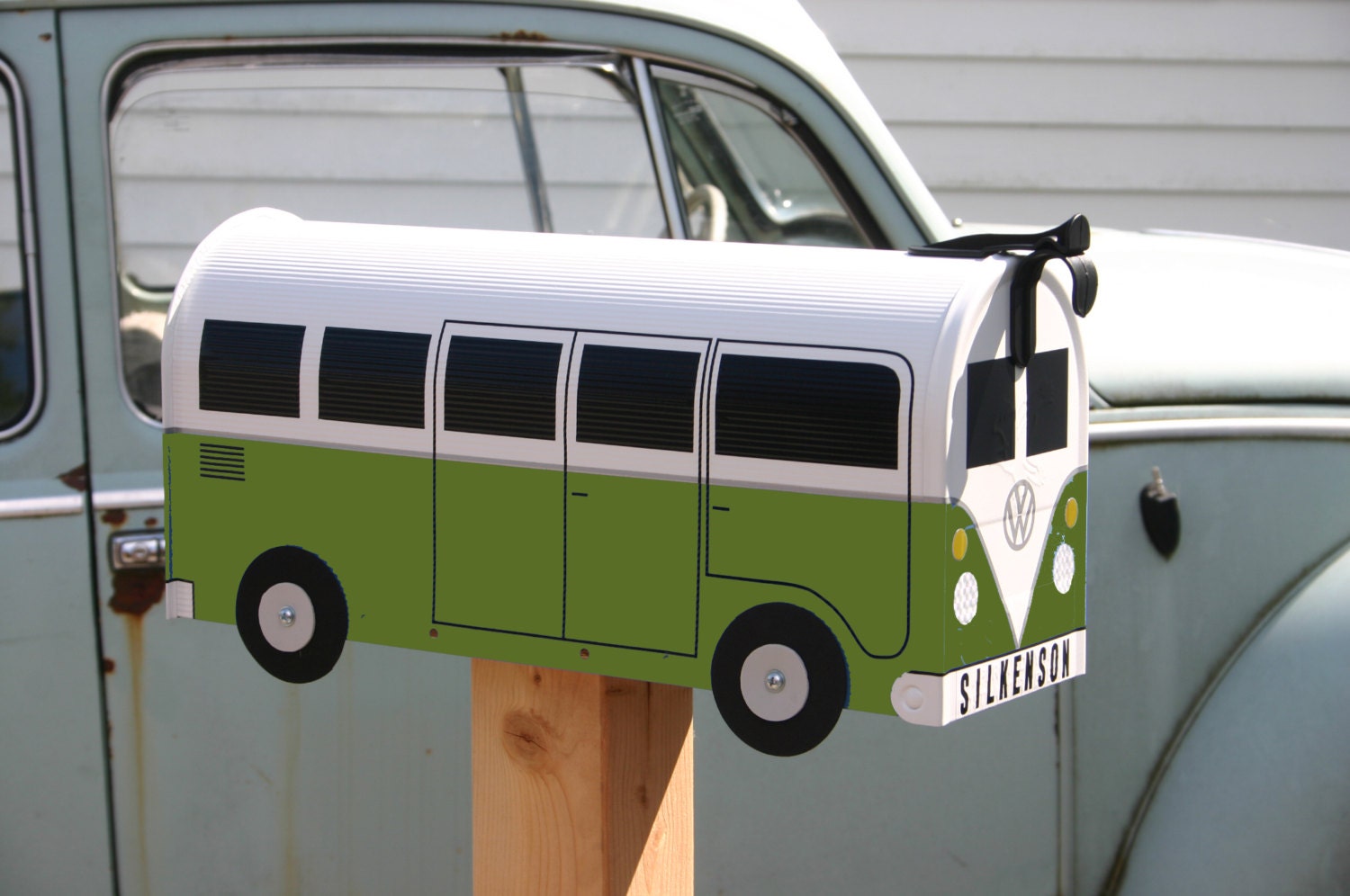 Green Volkswagen Bus Mailbox by TheBusBox Custom made - Choose your color - SplitBusBox