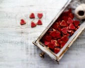 Set of 100 rustic wedding favors heart magnets cottage chic guest favors shabby chic bridal shower red gold