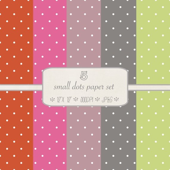 Digital Scrapbook Paper Pack // Small Dots // Pink, Red, Gray, Green // jpeg files // 300 DPI // Instant Download Il_570xn