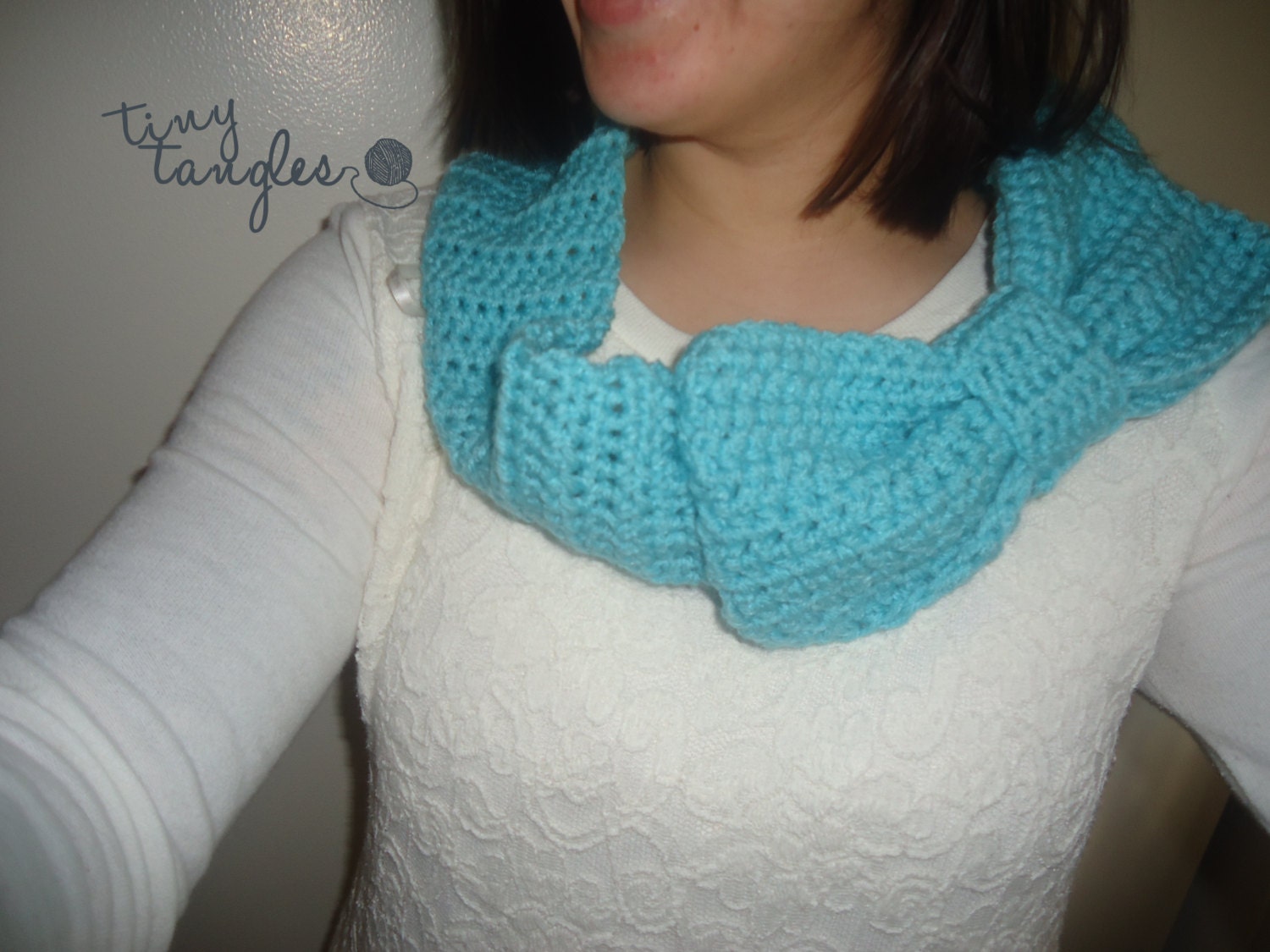 Teal Bow Infinity Scarf