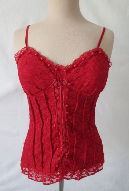 Red Lace Corset Style Top