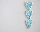 Ceramic heart button in mint - lace ceramics - knitting, sewing projects - scrap-booking craft buttons Etsy UK