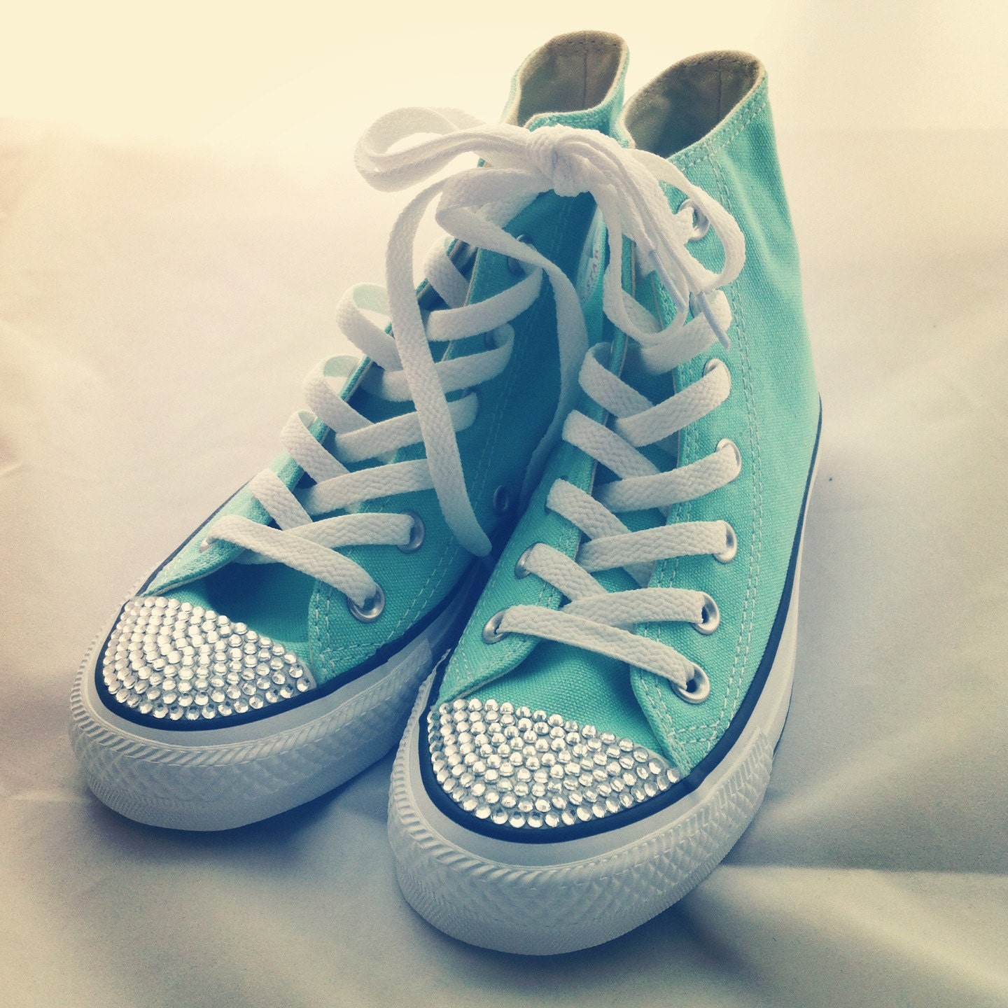 Aruba Blue Bling Converse high top by CUSTOMDUO on ETSY