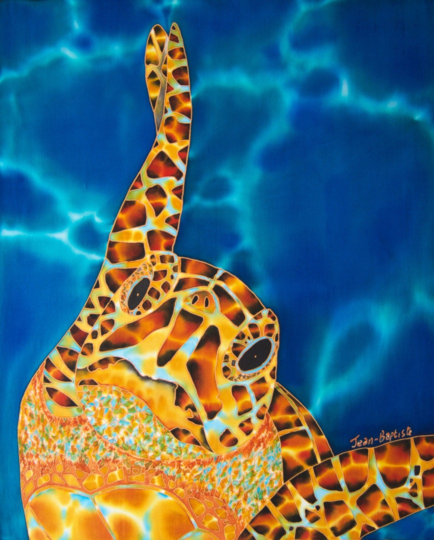 Choiseul Bay - Original  20" x 16" silk painting by Jean-Baptiste from a series of 150 originals.