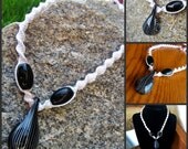 Hemp Necklace Glass Pendant Spiral Knot Macrame Jewelry