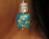 Marbled Blue Earrings on Sterling Earring Hooks