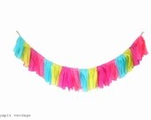 Rag Tie Summer Garland, 4ft Rag Tie Bunting Mint,Pink, Purple & Yellow,Beach Wedding Party Bunting, Home Decor, Summer Photography Prop