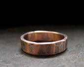 10% OFF 14k rose gold custom rustic wedding band, 5 mm