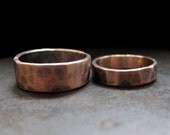 10% OFF 14k rose gold custom rustic wedding band set, 8 mm and 5 mm