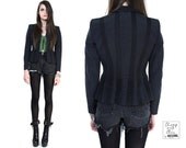 Vintage 90s Black Moschino Avant Garde Striped Blazer Jacket XS S