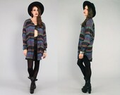 Vtg 90s Striped Indie Novelty Tribal Kimono Duster Tunic S-M