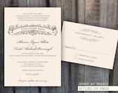 Printable Elegant and Modern Vintage Invitation and Response Card Set / Custom colors / DIY Wedding / Digital files