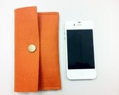 Summer Sale 10% OFF Eco friendly Orange Wool Felt HANDMADE iPhone Case Water-resistant Glasses Case Small Pouch