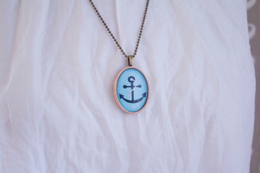 Navy Anchor Necklace