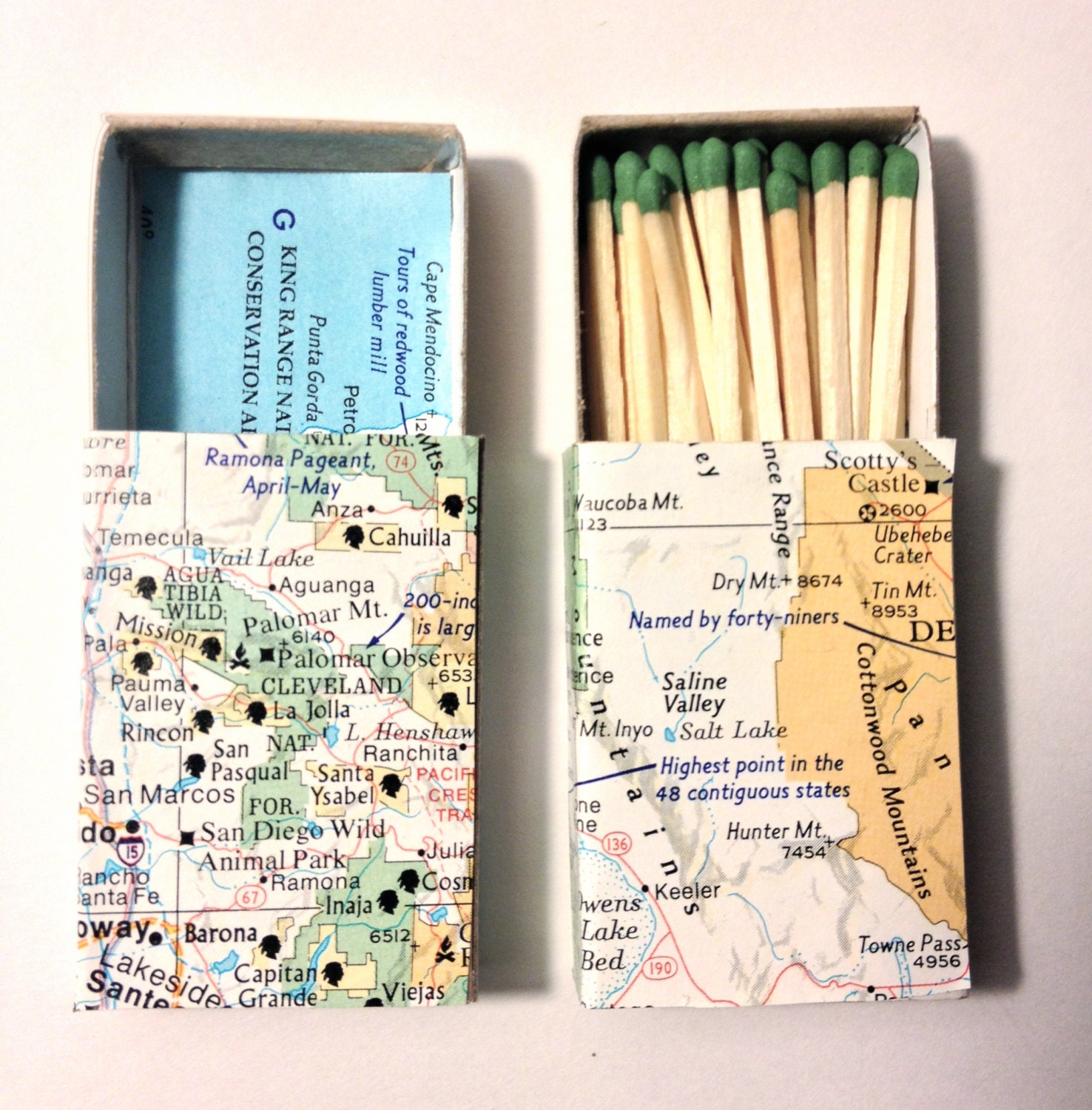2 Map match boxes - handmade