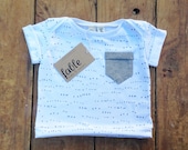 Organic Cotton Pocket Tee - Blue Bunting on White