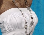 long silver statement necklace, silver necklace, silver statement necklace, long silver necklace, silver bead necklace, silver necklace
