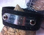 Mens Hand-Tooled Leather- Inspirational Leather Cuff- Gifts for Men-Personalized Message-Fathers Day Gift