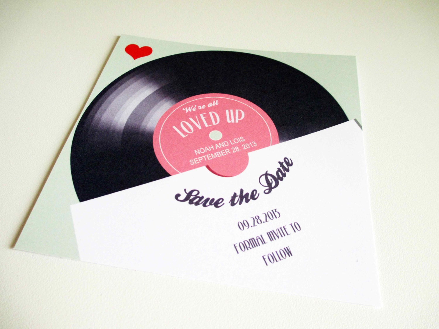 PRINTABLE 5"x5" 1950's Record Sleeve "No.2" Wedding Save the Date