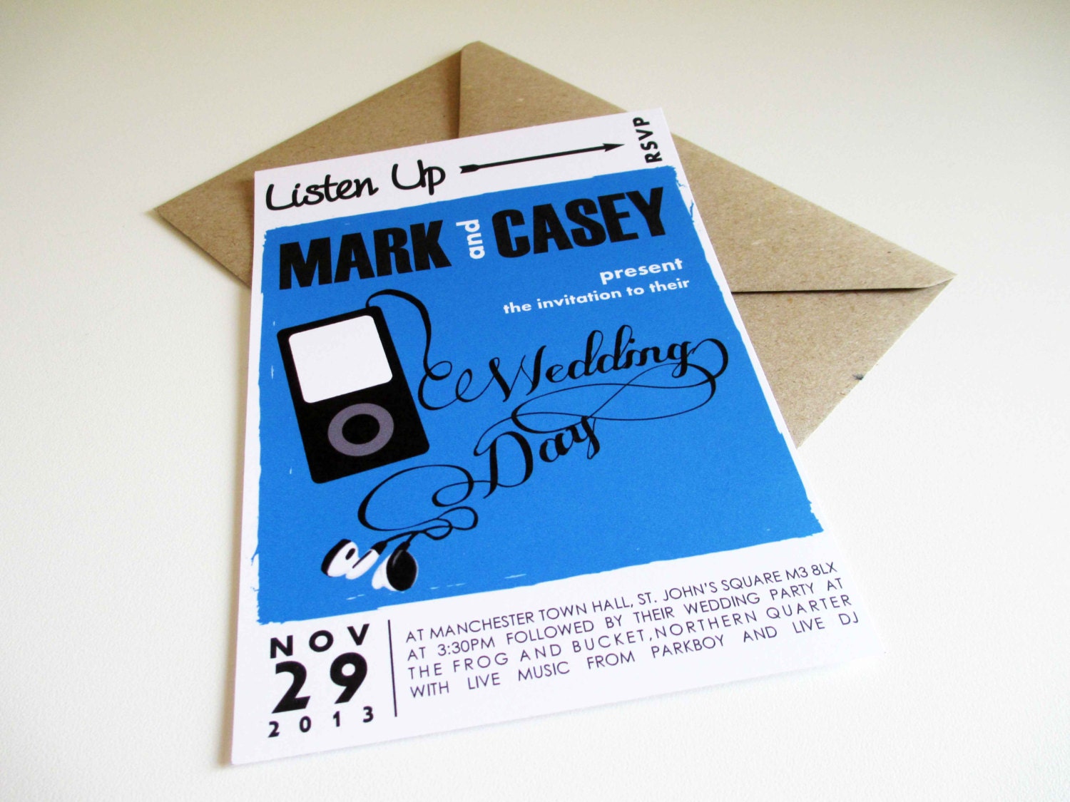 PRINTABLE 5x7" Funky Fun Music DJ Wedding Invitation