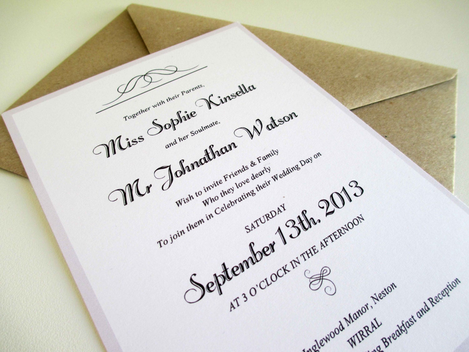 PRINTABLE 5x7" Simple Elegant Wedding Invitation, monochrome palette