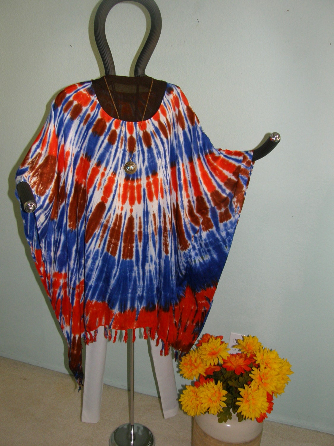 TIE DYE TUNIC for Plus Size - Browns, Oranges and Blues - Dynamic Combination and Pattern
