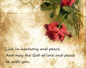 Inspirational Print 5x7 Christian Home Decor Art light background with roses