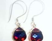 Light Rose Volcano Briolette Dangle Earrings, Petite Sterling Wires