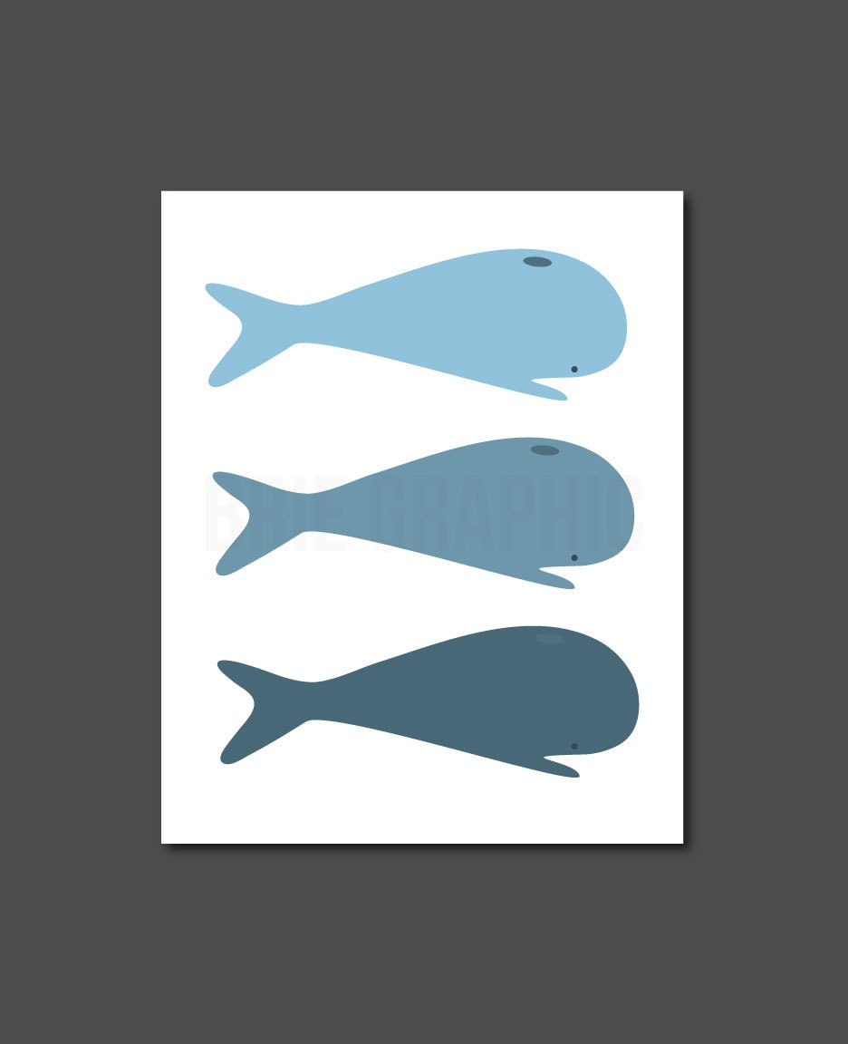 Whales, Ocean, Sea, Nursery, Home Decor, Gift 8 x 10" Print, Wall Art