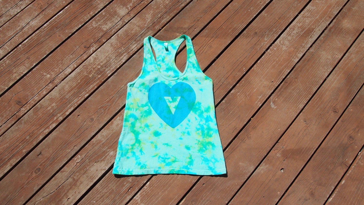 Women's V-Heart Tie Dye Racer Back Tank