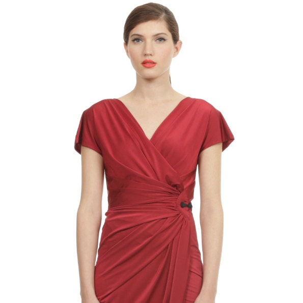 Red Wrap Bridesmaid Dress / Prom Dress