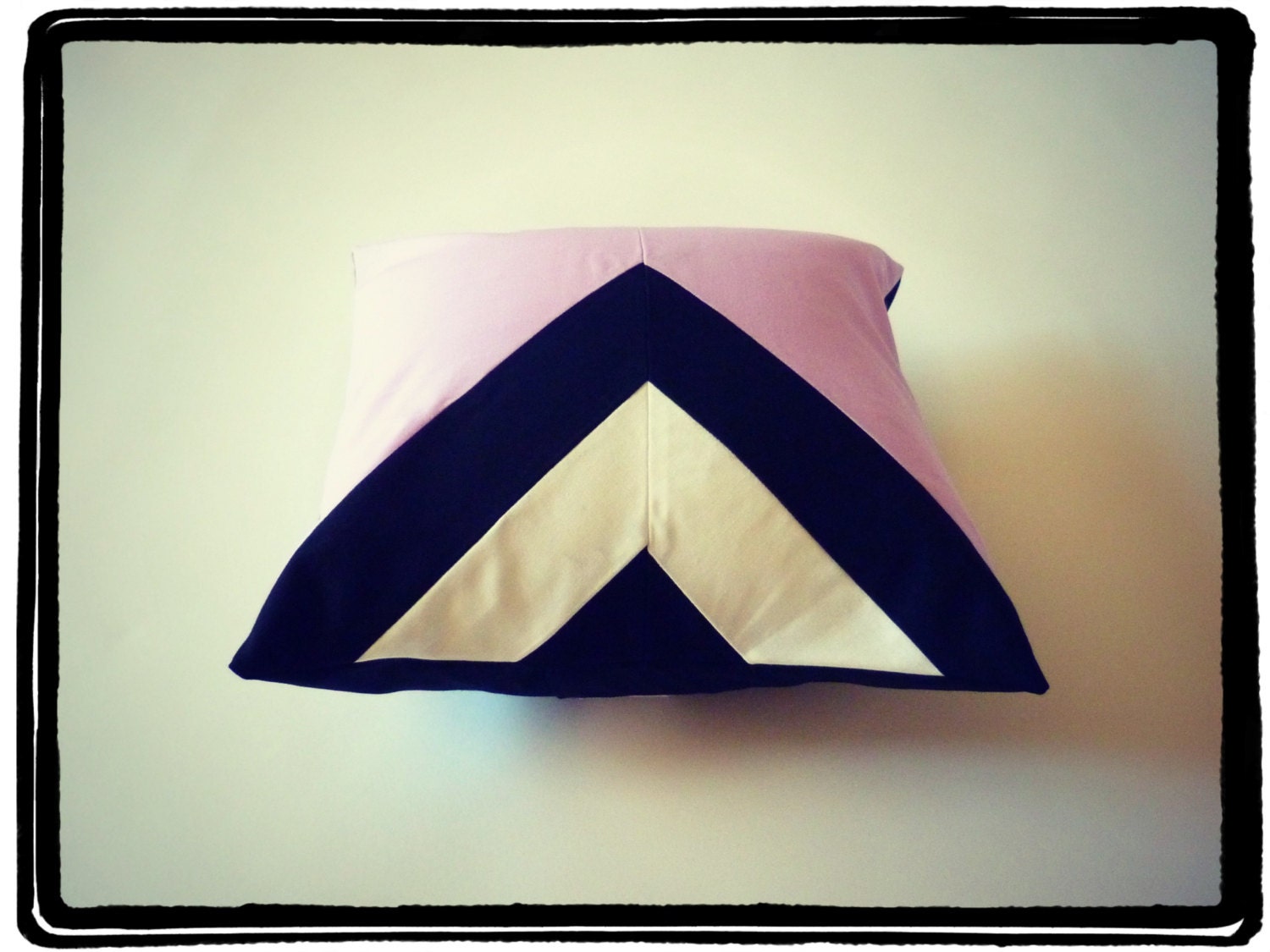 Geometric abstract pillow - handmade pillow - triangle geometric - 12X12 inches - black, white and purple pillow - decorative pillow cover