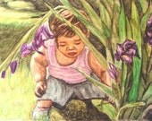Custom portrait painting in watercolor pencil. Subjects can be children, baby, family, adults, and pets based on your photo  - size 5x7"