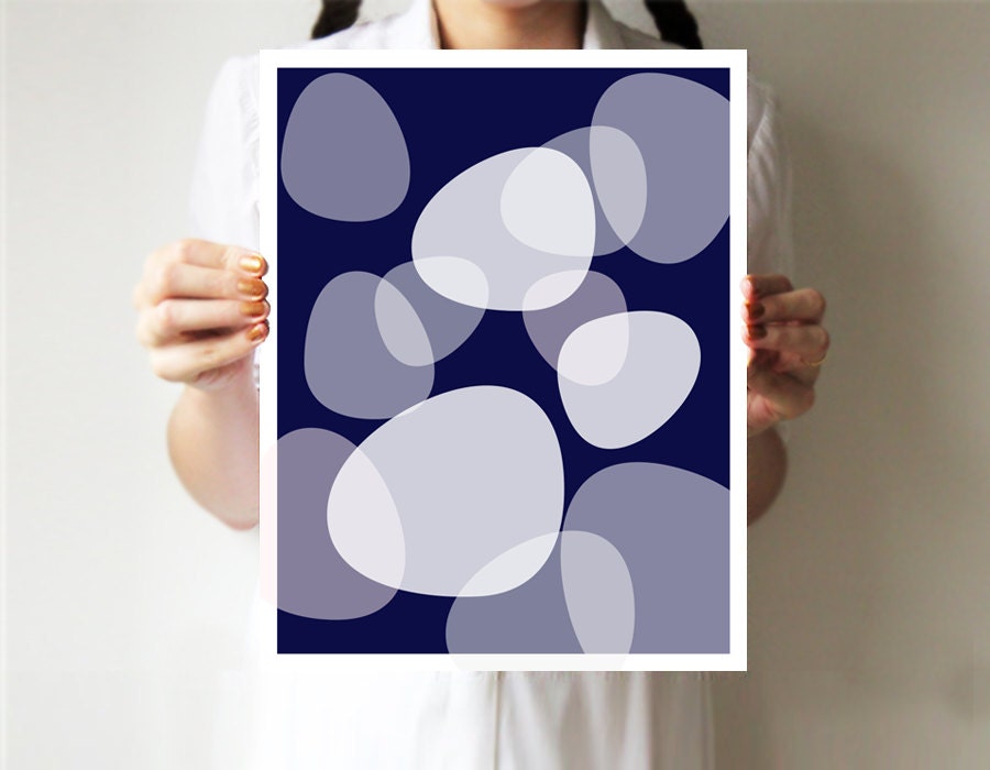 Bubbles print 11"x14" - Dark blue - Indigo - Abstract art - Water