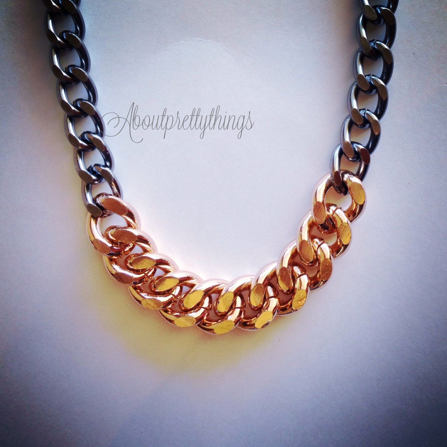 Gunmetal and Rose Gold chain necklace