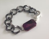 The Corona Borealis Bracelet. Gunmetal chain links with purple crystal bracelet