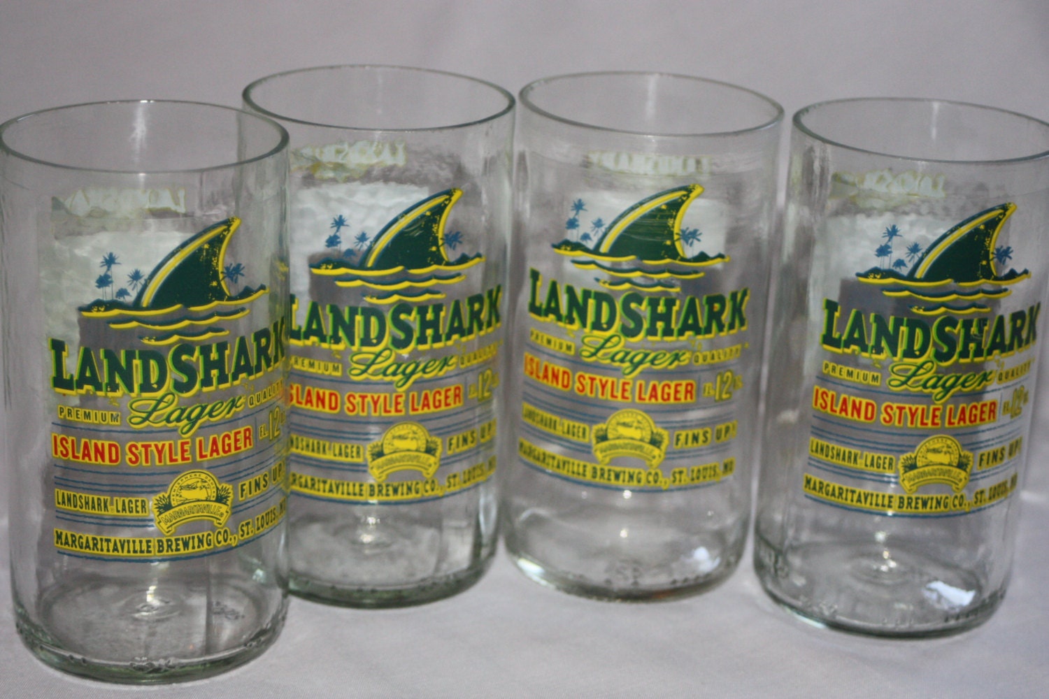 Drinking Glasses - Recycled Beer Bottle - Land Shark - 8 oz.