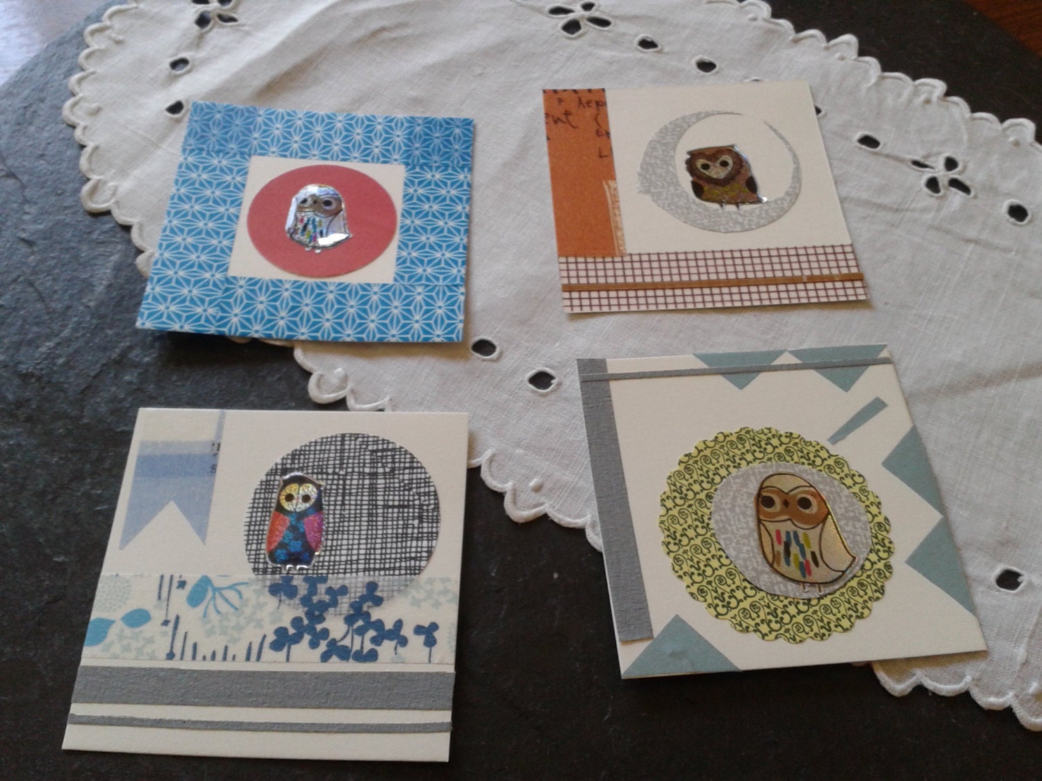 Father's day washi tape card: paper goods stationery gift tags - handmade collage owl card for men, birthday, baby boy, Graduation