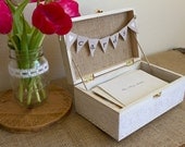 Burlap and Lace CARDS Box with Bunting Banner for Rustic Country Wedding, Shabby Chic Cards Box, Rustic Cards Box