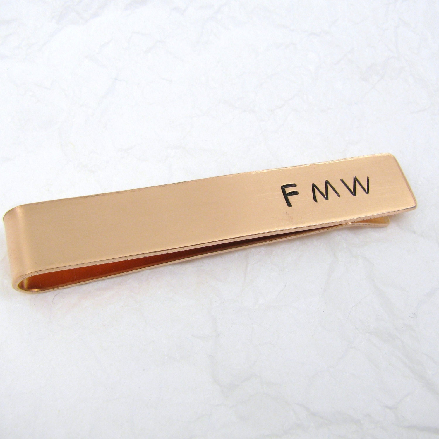 Personalized Copper Tie Bar, Initials, Men's Birthday, Groomsman's Gift, Fathers Day, Valentines
