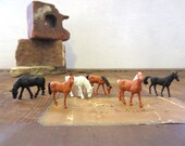Who Left the Gate Open...Miniature Horses Handpainted Tiny Horses Small Animals Two piece Tiny Farm Animal Equestrian Gift