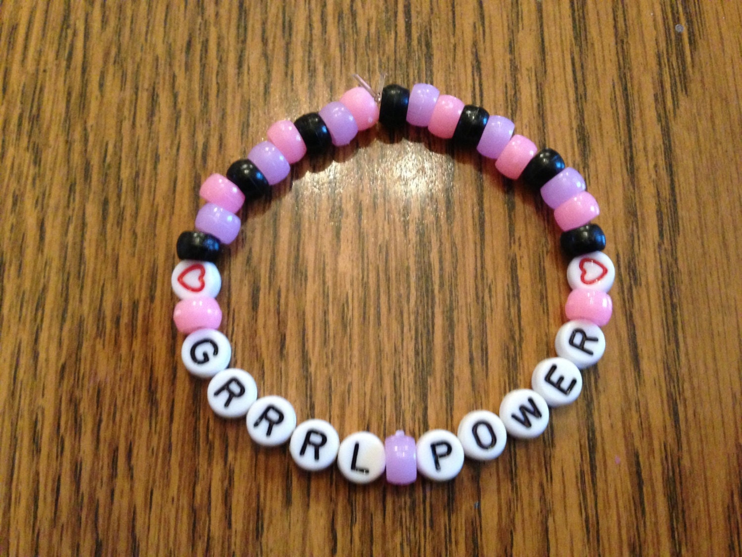 Grrrl Power Bracelet WITH HEARTS - Riot Grrrl - Feminist Kitsch