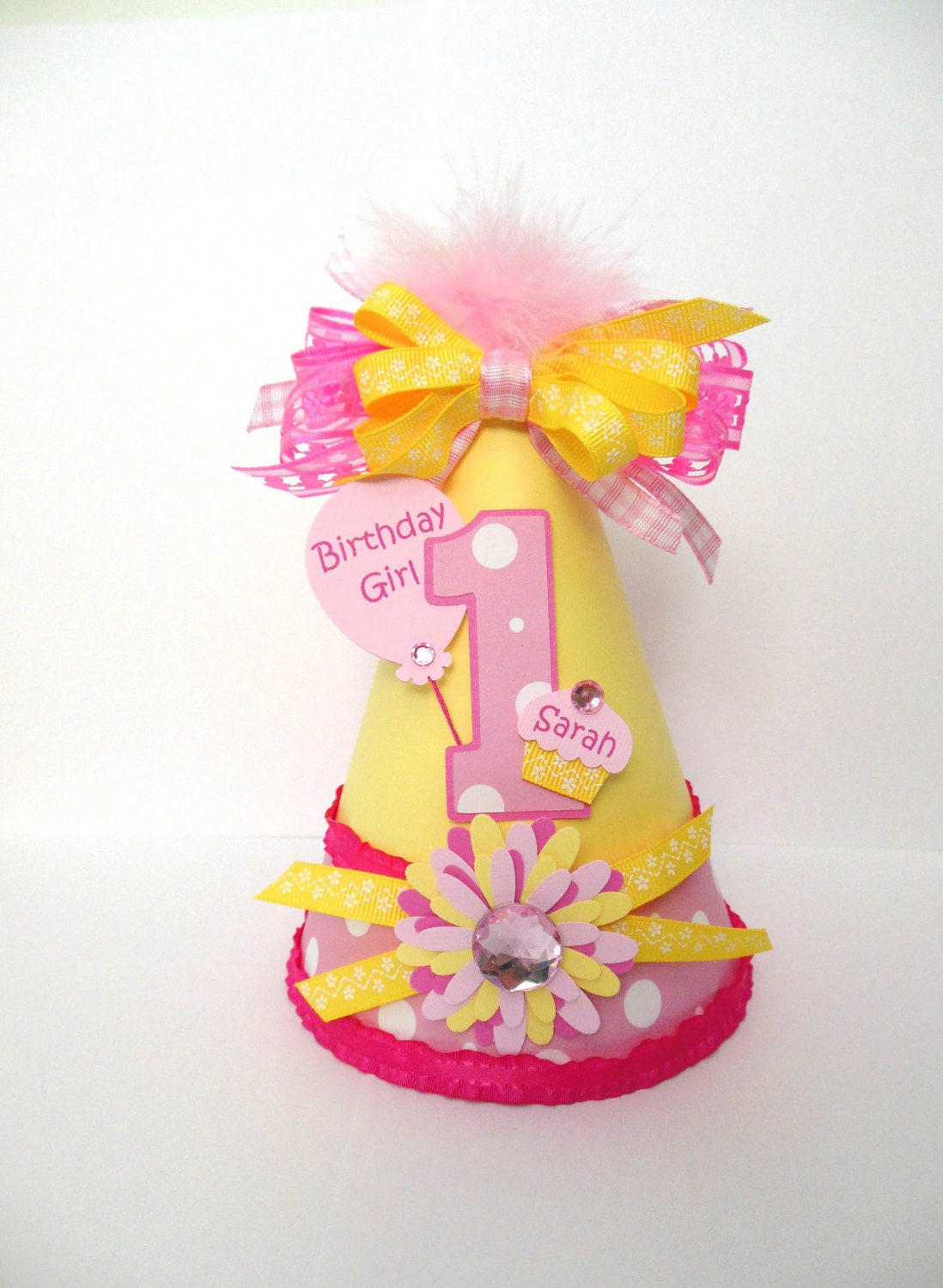 Polka Dot Pink Lemonade Birthday Party Hat - Personalized Il_170x135