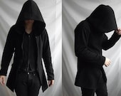Demon Hoodie ( mens coat or suit like hoodie  with large hood and inside pockets )